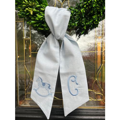 Rocking Horse New Baby Wreath Sash with Single Monogram, Baby Room Decor, Baby Shower Gift, Newborn Room Decor