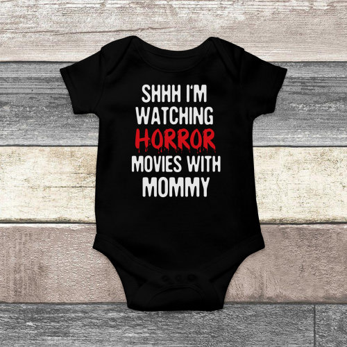 Horror Baby Bodysuit, Horror Movies With Mommy, Funny Baby Clothes, Scary Baby Outfit, Spooky Baby Clothes, Halloween Baby Announcement