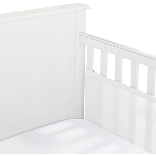 SUVQWJT Upgraded Breathable Mesh Liner for 2 Solid Ends Crib, Standard Length, More Straps for Fixing Liner, Protects Legs and Arms, 3mm Breathable Mesh, Not Fits 4 or 3 Sides and Mini Crib, White