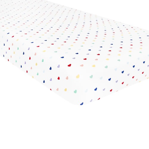Crib Sheet in Cloud Rainbow Heart