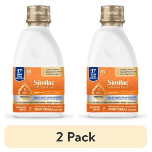 (2 pack) Similac 360 Total Care Sensitive Ready-to-Feed Baby Formula, 32-fl-oz Bottle