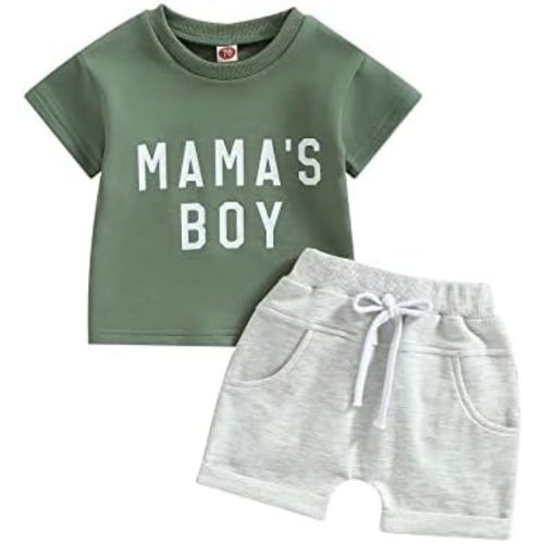 Toddler Baby Boy Summer Clothes Mamas Little Boy Short Sleeve T Shirt Tops Infant Rolled Stretch Shorts Set