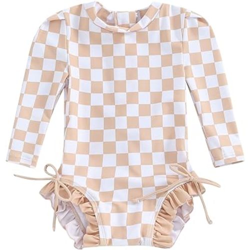 MAYUMMPY Toddler Baby Girls Bikini Beach Swimwear Zipper Swimsuit UPF 50+ Rash Guard One Piece Long Sleeve Bathing Suit