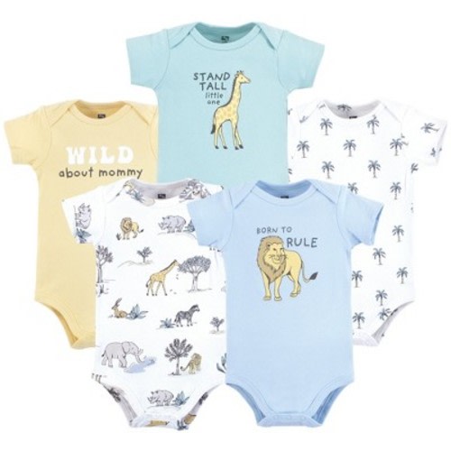 Hudson Baby Infant Boy Cotton Bodysuits, Boy Safari World, 0-3 Months