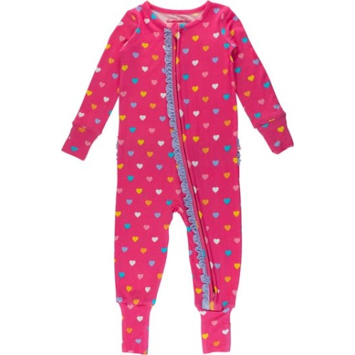 SoftSnooze Baby Girls Ruffle One Piece Convertible Pajamas, Newborn