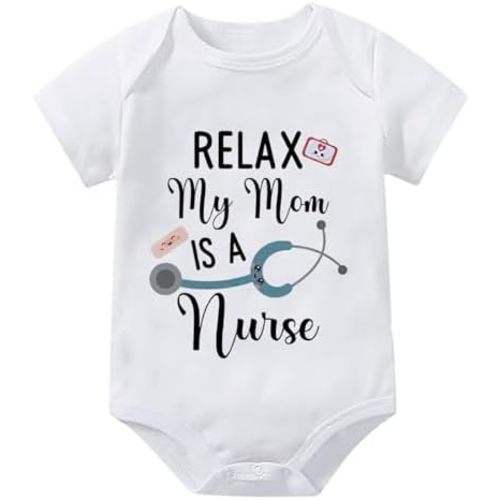 Relax My Mom Is A Nurse Infant Rompers Short Sleeve Boys Newborn Clothes White Baby Boy Bodysuit