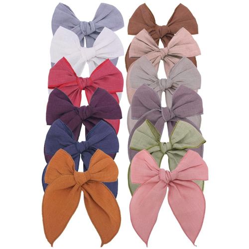 Linen Fable Bow Hair Clips Baby Girls Women Large Sailor Hair Bows Barrettes Accessories Hair Grips