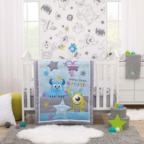 Disney Monsters, Inc. 3 Piece Nursery Toddler Crib Bedding Set - 'Cutest Little Monster