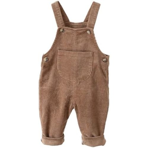 Happy Cherry Infant Baby Boy Girl Corduroy Overalls Romper Adjustable Button Suspender Big Pants Plain Romper Outfit Clothes