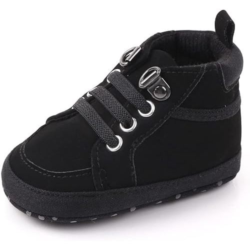 Sekantrol Newborn Baby Boys Girls First Walker Crib Shoes Soft Rubber Sole Infant Sneakers Fashion High-Top Non-Slip Toddler Oxford Dress Moccasins