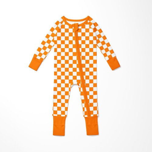 Tennessee Checkerboard Bamboo Zip Up Baby Pajamas