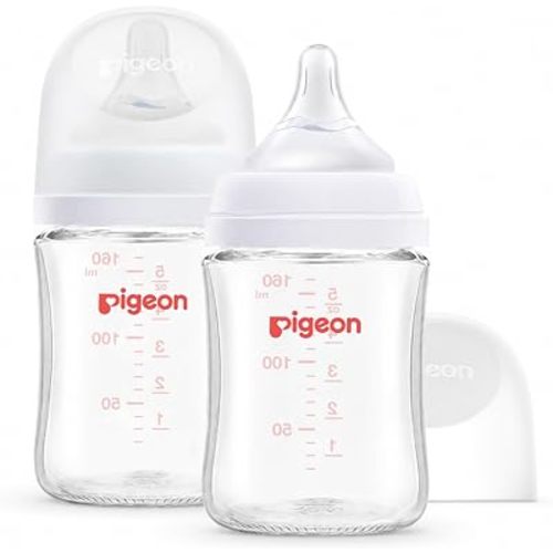 Pigeon Glass Baby Bottles Wide Neck, 5.4 Oz, Pack of 2