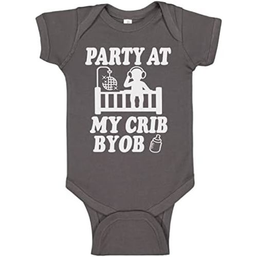 Reaxion Funny Cute Baby Boy Girl Party At My Crib Bodysuits | Handmade Clothes For Infant Newborns