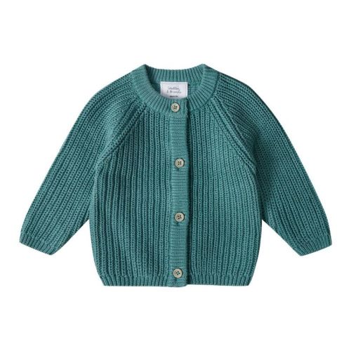 Stellou & Friends 100% Cotton Chunky Ribbed Knitted Cardigan For Boys & Girls Ages 0-6 Years
