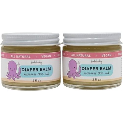 Diaper Balm by Balm Baby – Natural Diaper Rash Cream & Multipurpose Baby Skin Ointment with Calendula, Vegan - Soothing, Healing, Moisturizing – Newborn Cradle Cap (2-Pack)