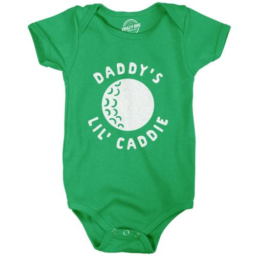 Daddy's Lil' Caddie Baby Bodysuit Funny Golf Lover Newborn Infant Jumper - Crazy Dog Baby Bodysuit Green 6 Months