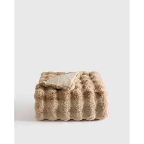 Ruched Faux Fur Throw in Mink
