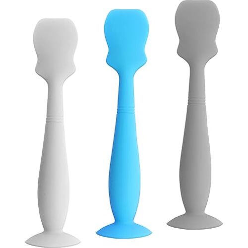 Baby Diaper Cream Spatula Applicator, 3 Pack Butt Paste Spatula Diaper Cream Brush for Baby, Soft Silicone Diaper Rash Cream Brush Butt Spatula,Large Size (Blue,Grey,White)