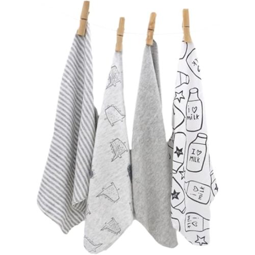 CuteOn 4 PCS Reusable Newborn Baby Washcloth Feeding Wipe Cloth Mini Baby Towels Grey 11.02" x 11.02"