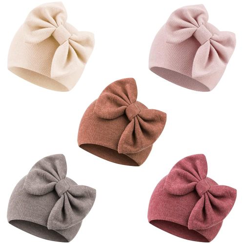 DRESHOW BQUBO Newborn Baby Girls Hats Hospital Hat Baby Cotton Beanie Infant Big Bow Hats for 0-24 Months