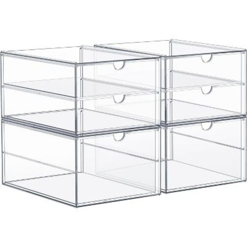 Sorbus 3-Drawer Clear Stackable Storage Organizer - Bathroom, Laundry Room & Home Countertop Drawer System