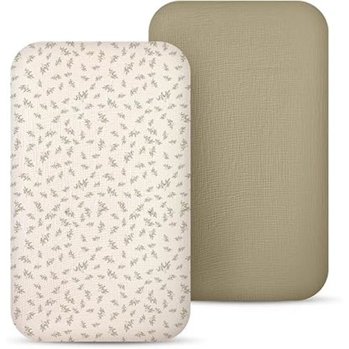 lulumoon Muslin Bassinet Sheets Baby: Cotton Bedside Sleeper Bassinet Sheets Fitted for Boys and Girls