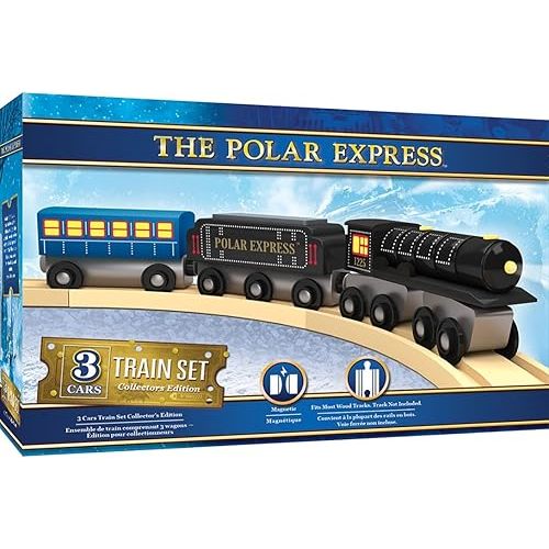 Masterpieces – The Polar Express Train, 3 Piece Set, Officially Licensed Collector’s Edition Toy, Wooden Magnetic Engine and Cars, Kids Toddlers Boys and Girls, Ages 3+