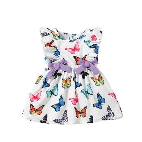 Mioglrie Baby Girl Dress Summer Girl Clothes Infant Outfits Ruffle Sleeveless Sundress Playwear Cute Dresses for Girls