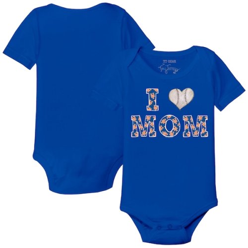 New York Mets Tiny Turnip Infant I Love Mom Bodysuit - Royal