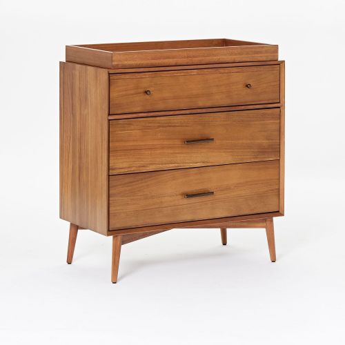 Mid-Century 3-Drawer Narrow Dresser with Removable Topper (36")