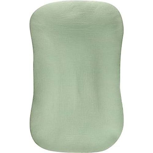 Hooyax Muslin Baby Lounger Cover Soft Organic Cotton Slipcover Fits Newborn Lounger for Baby Boys and Girls (Light Bean Green)