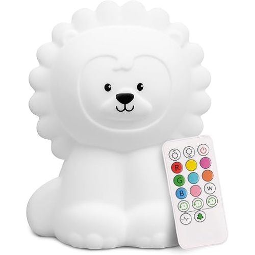 Lumipets Lion Night Light for Kids, Silicone Nursery Light for Baby Room and Toddler, Portable Night Light for Kids Room, Rechargeable Animal Lights for Girls and Boys, Kawaii Lamp