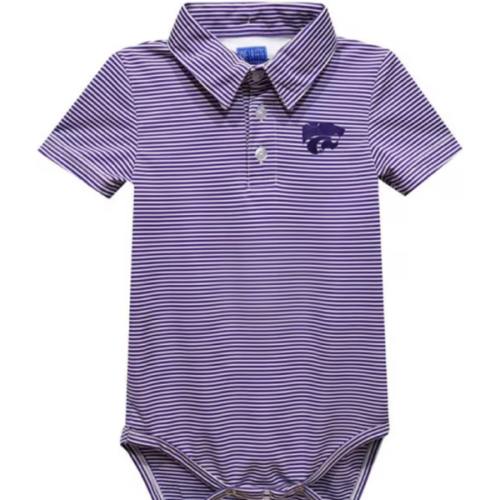 Vive La Fete K-State Wildcats Baby PURPLE Pencil Stripe Polo Romper