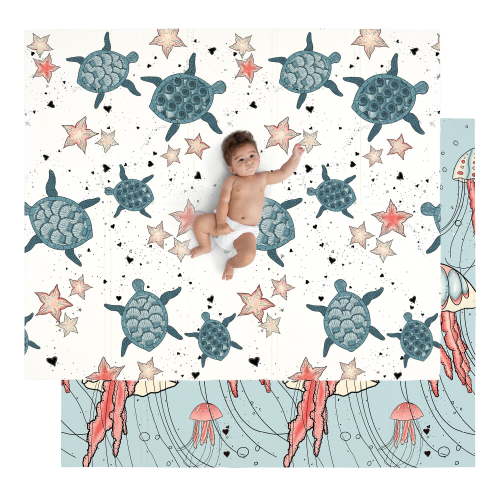 JumpOff Jo Large Foldable Kids Foam Play Mat, Padded Baby Floor Mat, 70 x 59 in - Seaside