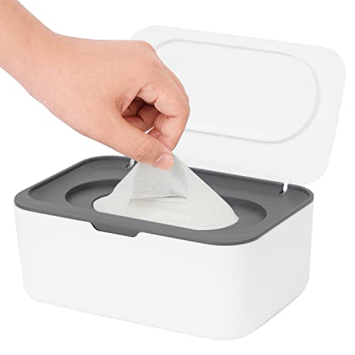 Wipes Dispenser, Wipe Holder for Baby & Adult, Seposeve Refillable Wipe Container, Keeps Wipes Clean. Non-Slip, Easy Pull Wipes Pouch Case, (Grey)