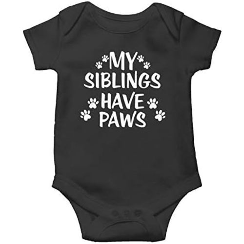 My Siblings Have Paws - Funny Cute Dog and Cat Lovers - Novelty Gift - Infant Baby Bodysuit