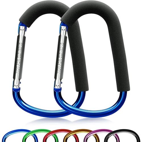 sprookber 6.7 Inch Large Stroller Hooks for Diaper Bags & Purses, Heavy Duty Mommy Hooks for Shopping, Grocery, Backpack – Baby Stroller Accessories, Set of 2 (Bule)