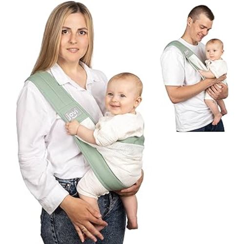 Jovi Baby Sling for Mom and Dad, Baby Shoulder Sling Carrier Newborn to Toddler, Mesh Baby Carrier Sling for Water, Baby Wraps Carrier Sling Hands Free, Baby Carrying Sling for Breastfeeding - Green