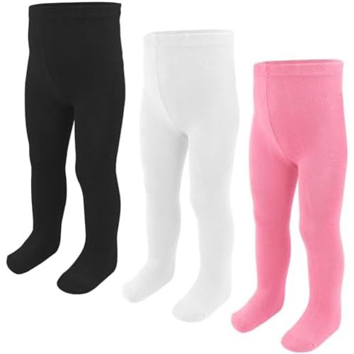 Baby Girls Tights, Leggings Stockings for Newborn Toddler Girls(0-24 Months),3 Pack Infant Knit Cotton Pantyhose