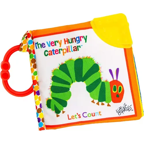 Let's Count Soft Book - World of Eric Carle the Very Hungry Caterpillar Baby on the Go Clip Teething Crinkle Soft Sensory Book for Babies, 5.25x5.25 Inch