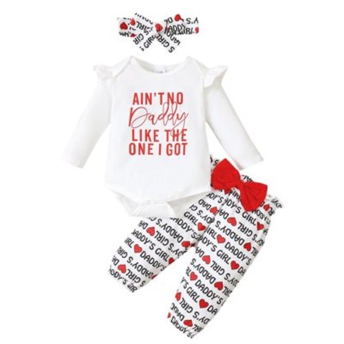 Edvintorg 0-18Months Baby Girl Clothes Fall Winter Clearance Cute Ruffle Long Sleeve Romper Bodysuit Letter Pants Set Birthday Gift Newborn Girl Outfits