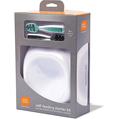 NumNum Starter Kit | Baby Bowl and Spoons Set (Stage 1 + Stage 2) | BPA Free Silicone Toddler Feeding Supplies | Baby Led Weaning Bowl and Baby Utensils For Kids Ages 6 Months+