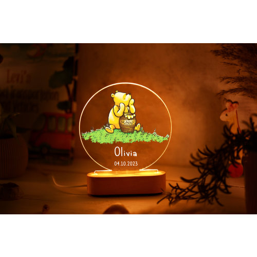 Personalized Winnie the Pooh Lamp for Kids - Baby Shower Gifts - Kids Room Decor - 1st Birthday Gift - Baby Nursery Decor - Unique Baby Gift