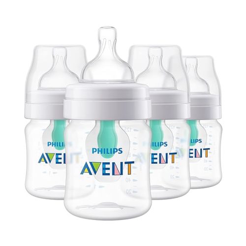 Philips Avent Anti-Colic Bottle with AirFree Vent, 4oz, 4pk, Clear, SCY701/04 - 4 Pack