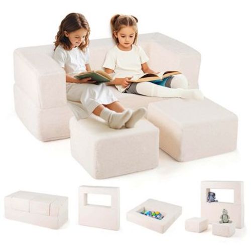 Costway Modular Kids Sofa Children's Couch/high Chair With Armrests Washable Cover