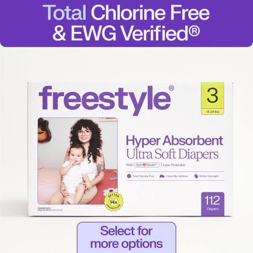 (2 pack) Freestyle Hyper Absorbent Ultra Soft TCF Baby Diapers, Size 3, 56 Count (Select for More)