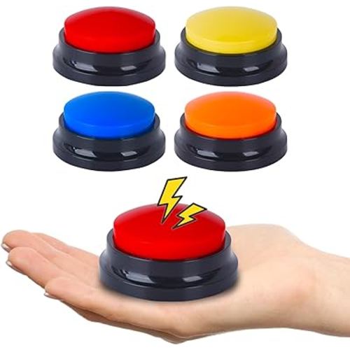 4 Pack Portable AAC Communication Devices for Autism Individuals with Communication Difficulties, Communication Device for Nonverbal Kids, Voice Recording Buttons for Schools, Home, Treatment Courses