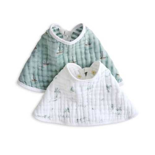 aden + anais Sailing Seas Muslin Burpy Bibs, 2 Pack