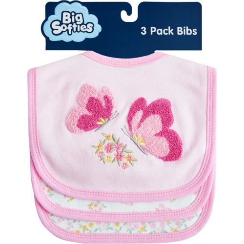 Big Softies Baby Newborn Bibs 3 Pack - Pink - Pink - Size Onesize