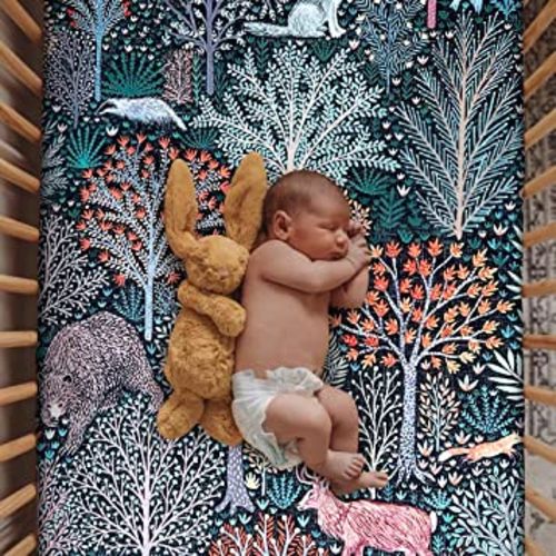 Soft Fitted Crib Sheet, Stretchy and Breathable Toddler Crib Sheet for Boys and Girls, Fits Standard Crib and Toddler Mattress (Jungle Animals)